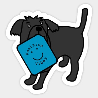 Cute Dog with Positive Vibes Smiley Face Sticker